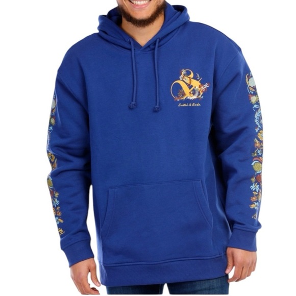 SCOTCH & SODA Men’s Embroidered Relaxed Fit Fleece Hoodie Evening Skies NEW - Picture 2 of 9